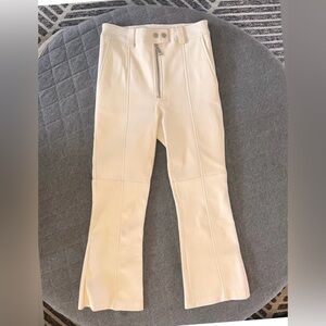 A.L.C. Size 0 White Leather Crop Flare Pants